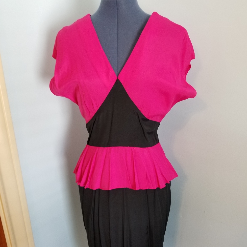 Color Block, cut out, vintage peplum dress.